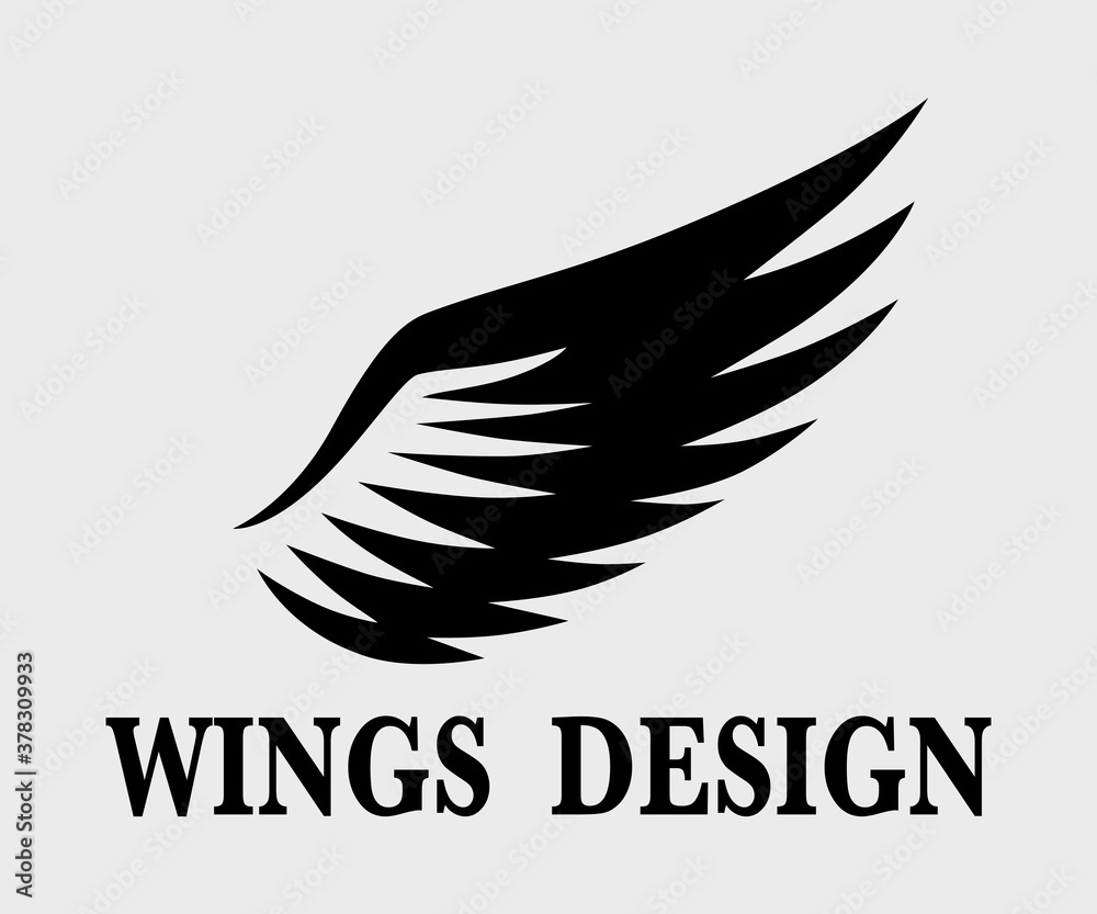 Fototapeta premium Black animal wing logo design vector illustration suitable for branding or symbol.