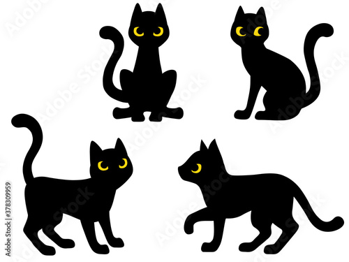 黒猫のイラストセット