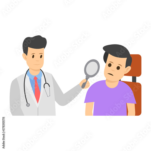 
A doctor examining eye showcasing concept of ear checkup 
