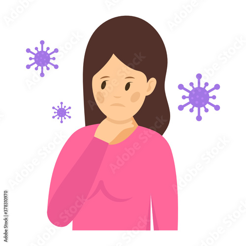 
Sore throat icon in flat style 
