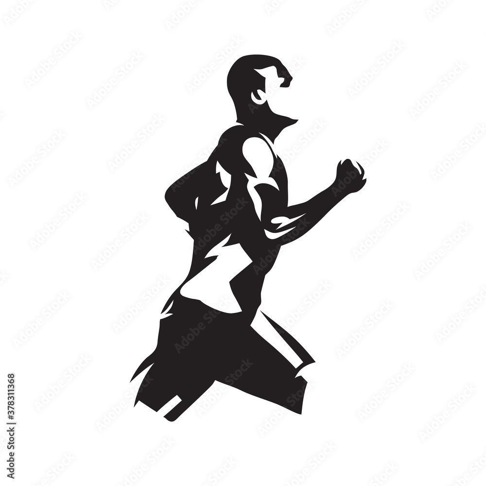 Run logo. Running man, abstract isolated vector silhouette Run logo. Running man, abstract isolated vector silhouette