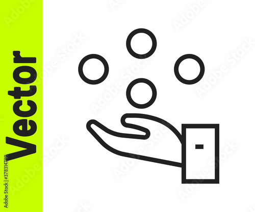 Black line Juggling ball icon isolated on white background. Vector.