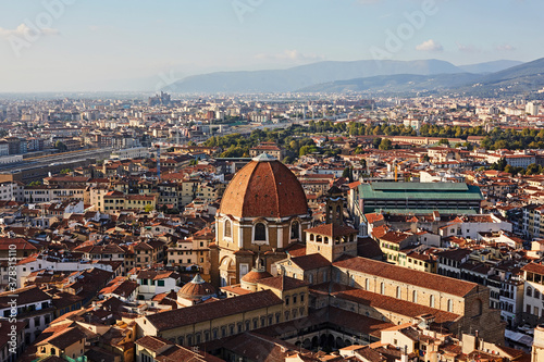 Elevated view of Florence and Dome of the 'Cathedral of Saint Mary of the flower'
