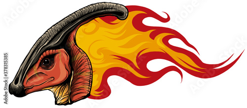 dinosaurus Parasaurolophus head art vector illustration design