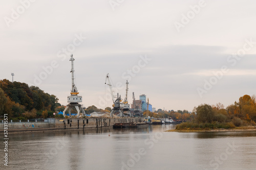 embankment of the city in autumn view of the Gomel River Belarus. © makam1969