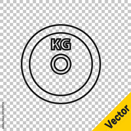 Black line Weight plate icon isolated on transparent background. Equipment for bodybuilding sport, workout exercise and fitness. Vector.