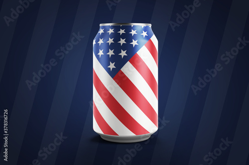 3D illustration of a soda can for 2020 USA elections on a dark blue background