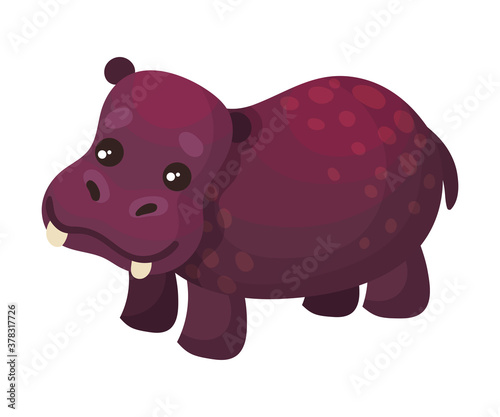 Hippo with Tusks as African Animal Vector Illustration
