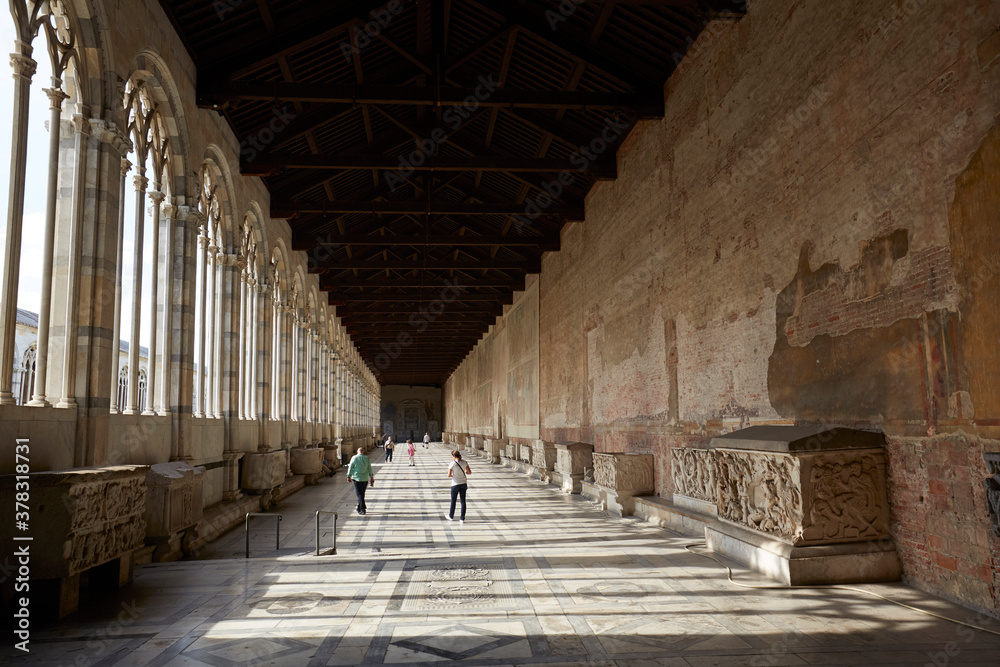 Interior of the 'Campo Santo' historical cemetery in Pisa's world famous 'Piazza dei Miracoli'