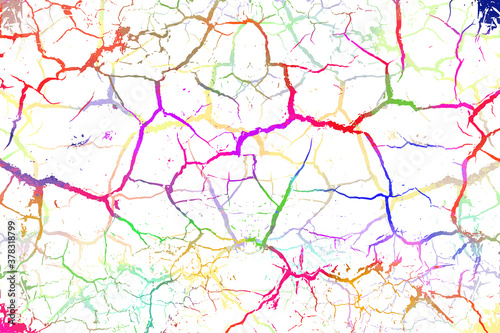 The background is multicolored cracks. Vector illustration