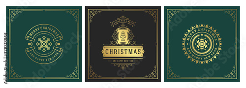 Christmas square banners vintage typographic quotes design vector illustration