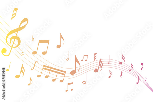 流れる音楽音符ミュージックのイメージ mellow flow of music note score concept image