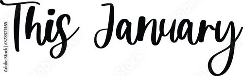This January Typography Black Color Text On White Background
