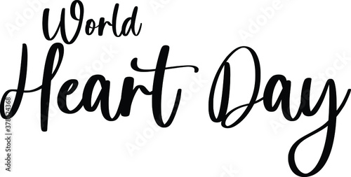 World Heart Day Typography Black Color Text On White Background