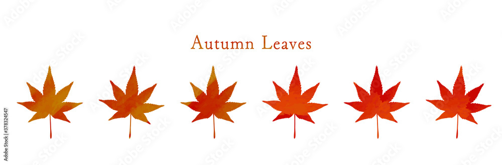 秋 紅葉したモミジの水彩 切り絵風イラスト セット Stock Vector Adobe Stock