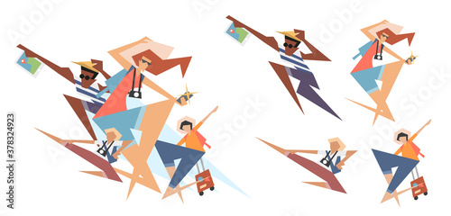 super tourist team ready to travel. Vector illustration.
