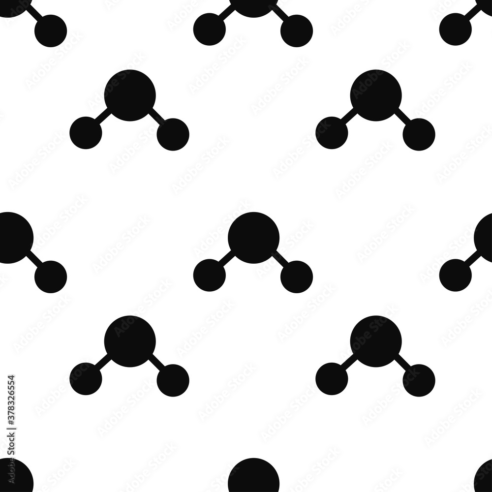 Black water molecule icon isolated seamless pattern on white background. Vector