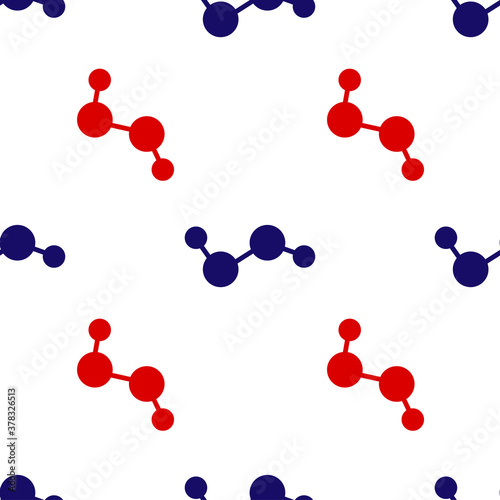 Blue and red hydrogen atom icon isolated seamless pattern on white background. Vector