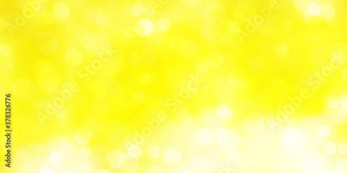 Light Yellow vector template with circles. Abstract decorative design in gradient style with bubbles. Design for your commercials.