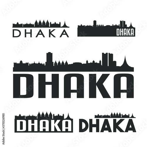 Dhaka Bangladesh Flat Icon Skyline Vector Silhouette Design Set Logo.