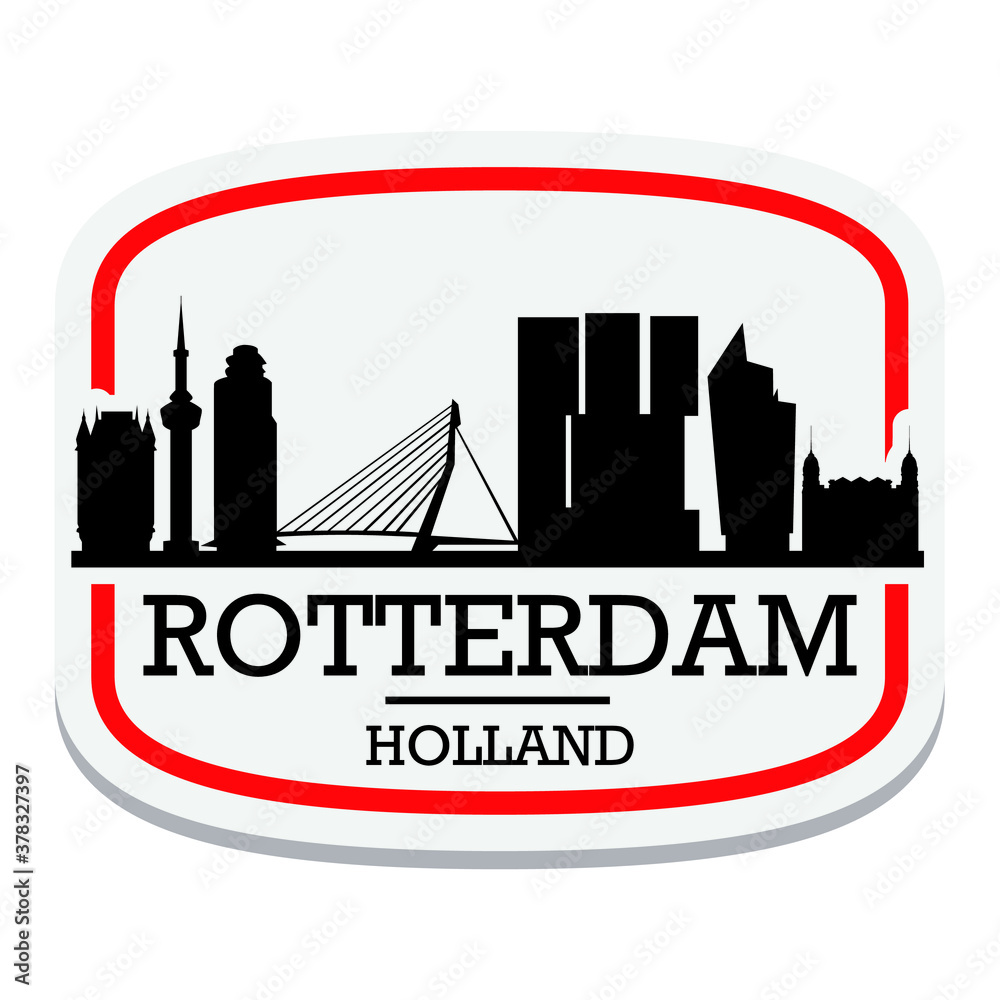 Rotterdam Netherlands Label Stamp Icon Skyline City Design Tourism.