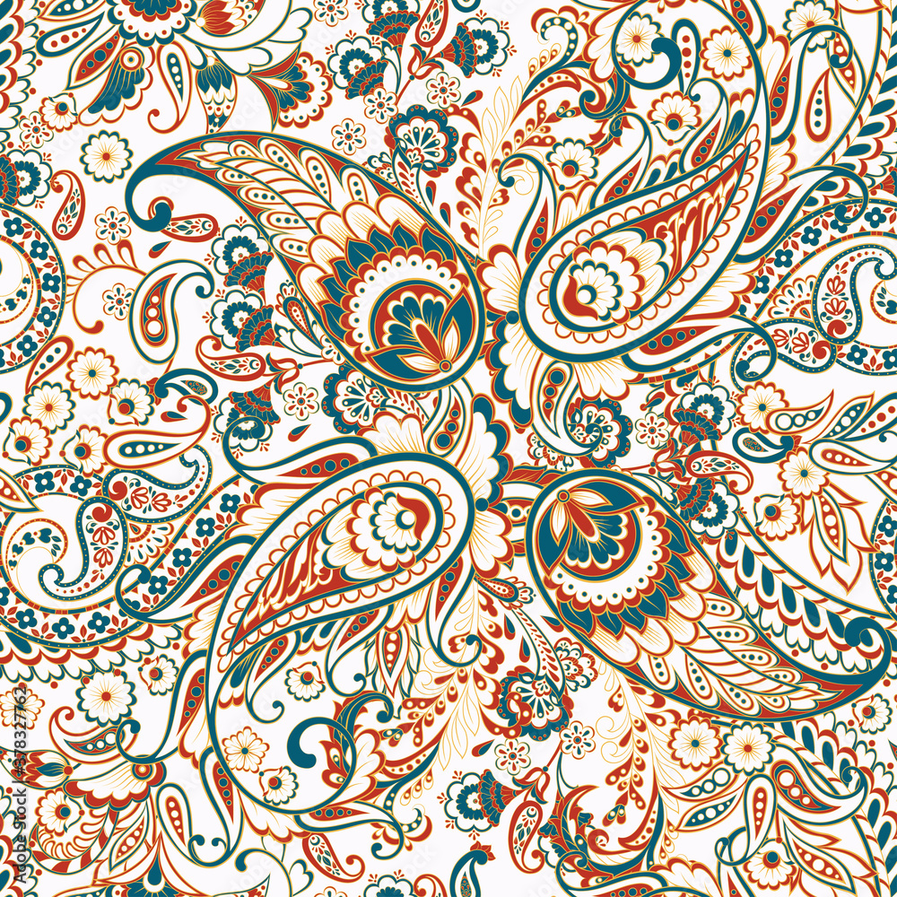 Fototapeta Seamless pattern with paisley ornament. Ornate floral decor. Vector illustration