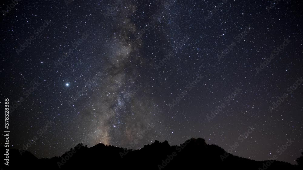 Time lapse of the Milky Way over jagged desert mountains Time lapse of the Milky Way over jagged desert mountains