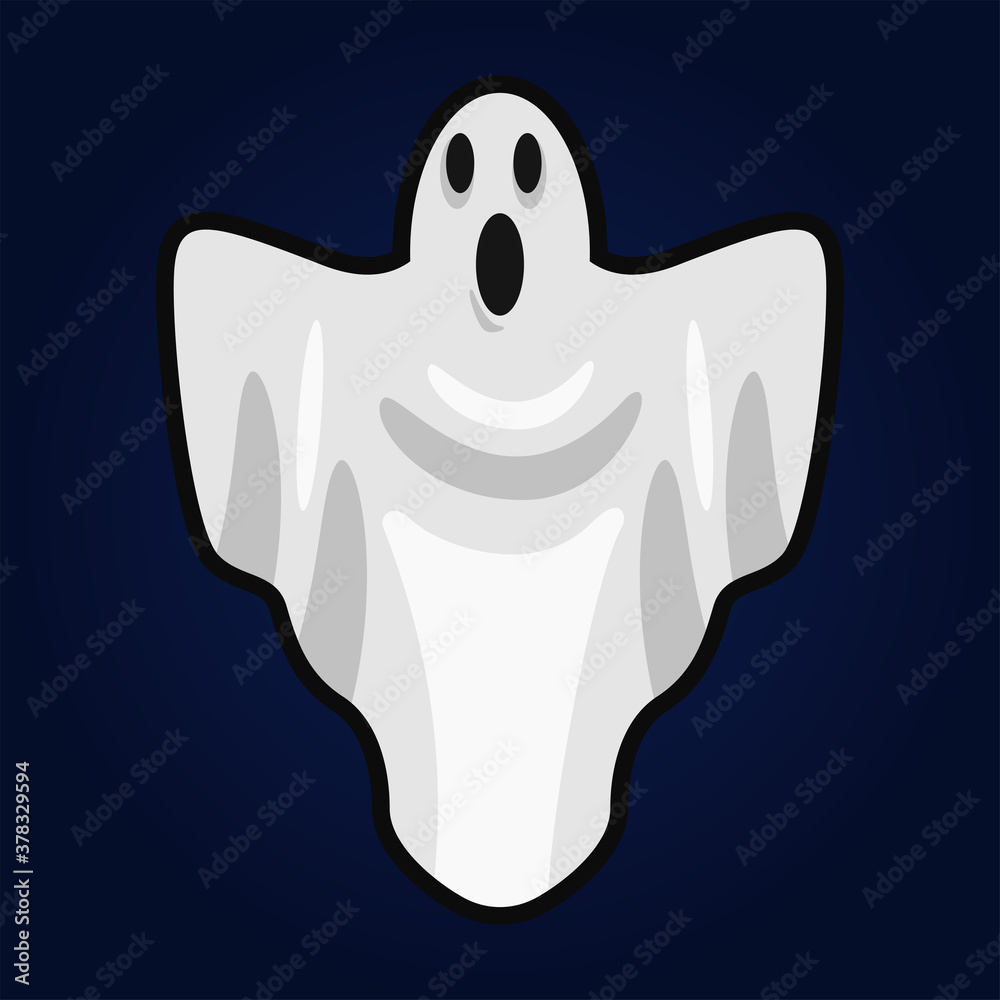 Boo, scary ghost flat vector illustration for Halloween, cartoon character  for holiday. Stock Vector | Adobe Stock