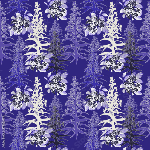 Floral abstract with elderflower, seamless pattern.