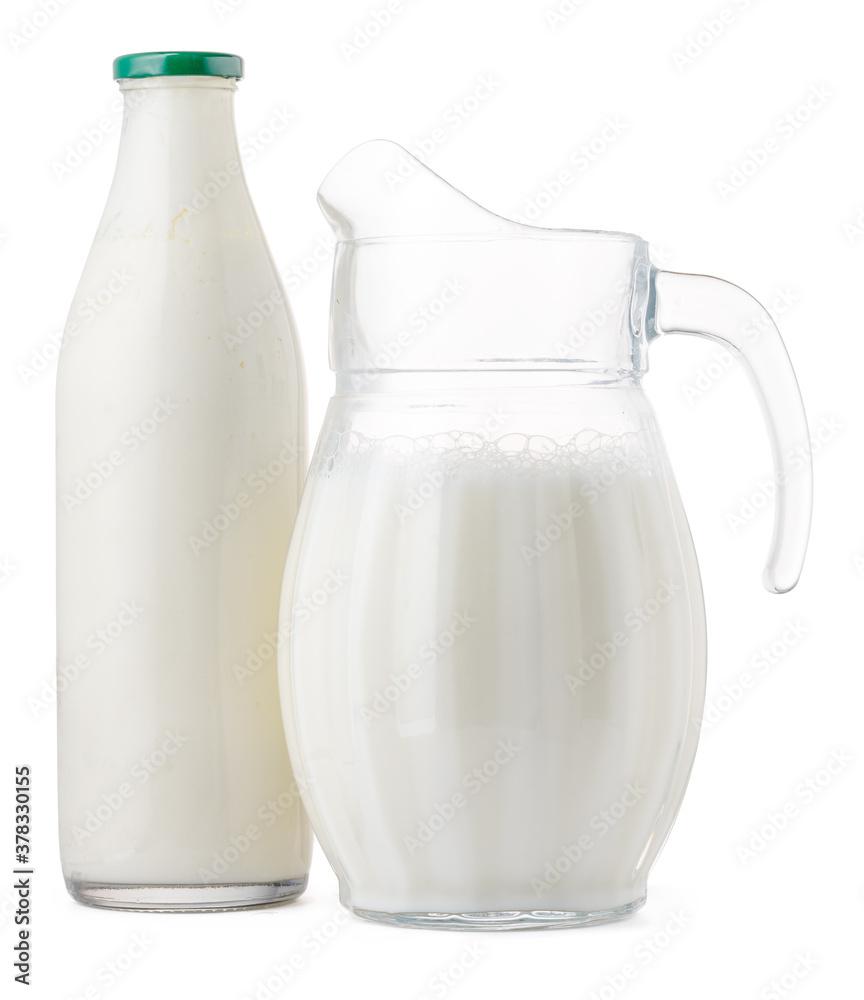 Glassware full of fresh milk isolated on white Glassware full of fresh milk isolated on white