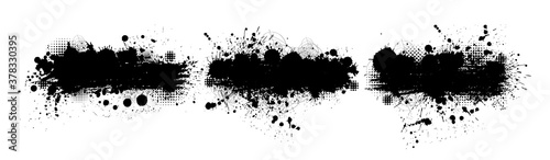 Set of frames from blots. Grunge Design Element. Brush Strokes. Vector illustration