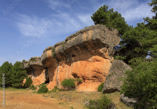 Strange rock formation in enchanted city (Ciudad Encantada), Serrania de Cuenca natural park, Spain. 
