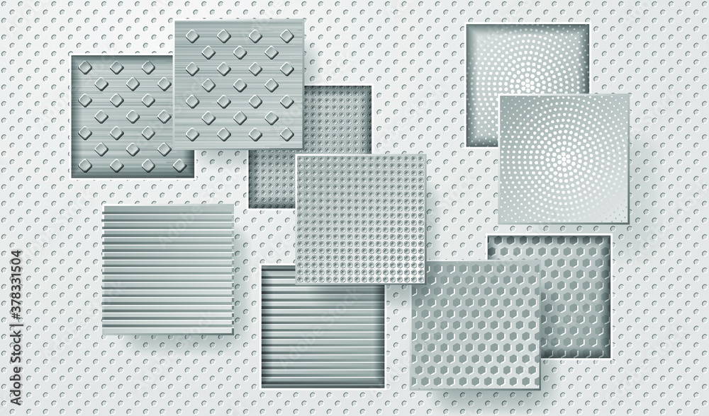 Fototapeta premium Geometric layered background. Paper shapes on the white embossed background. Vector EPS10