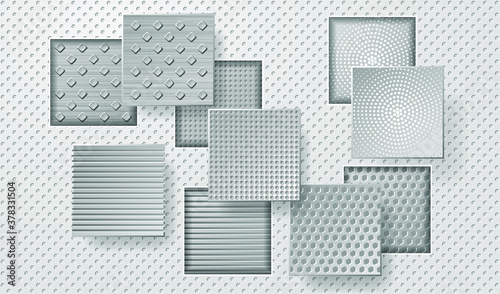 Geometric layered background. Paper shapes on the white embossed background. Vector EPS10