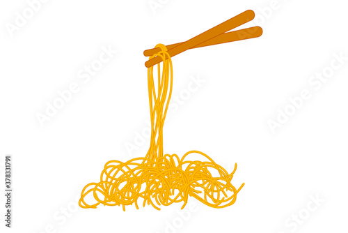 Simple Vector Hand Draw Sketch, Noodle and Chopstick 
