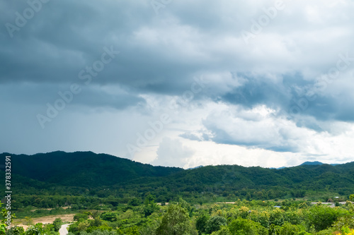 Mountain views and clouds that are about to rain, Beautiful mountain landscape © worawit