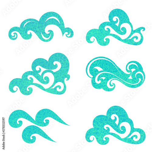 Waves vector set, element design, sign symbol or logo, natural water, aqua. Wave background.