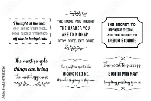 Vector set of positive, funny and humor quotes