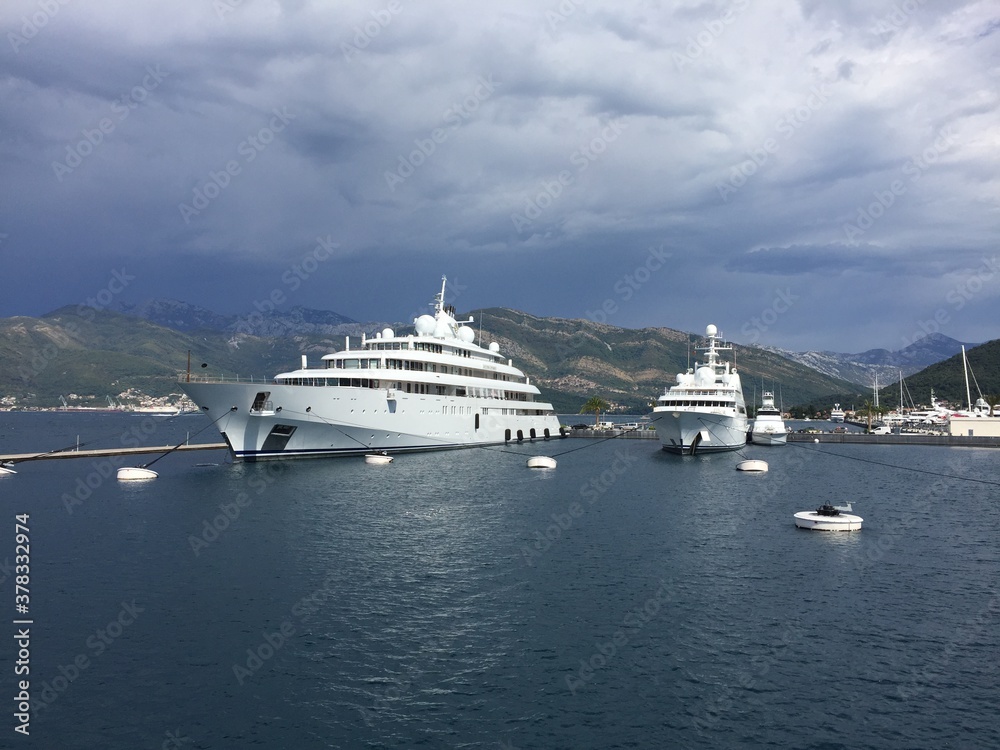 luxury yachts in the harbor