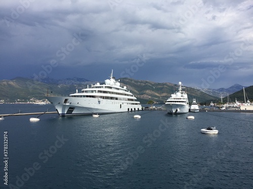 luxury yachts in the harbor