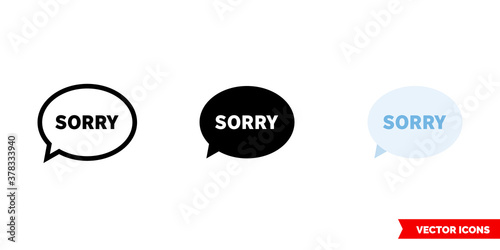 Apology icon of 3 types color, black and white, outline. Isolated vector sign symbol.