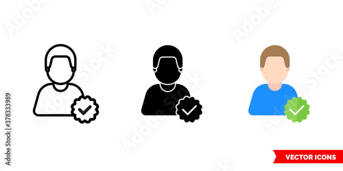 Approved by icon of 3 types color, black and white, outline. Isolated vector sign symbol.