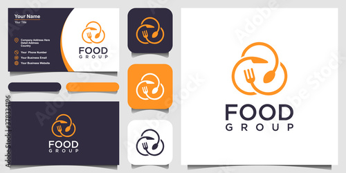 food group logo design combined with a fork, knife and spoon element illustration.
