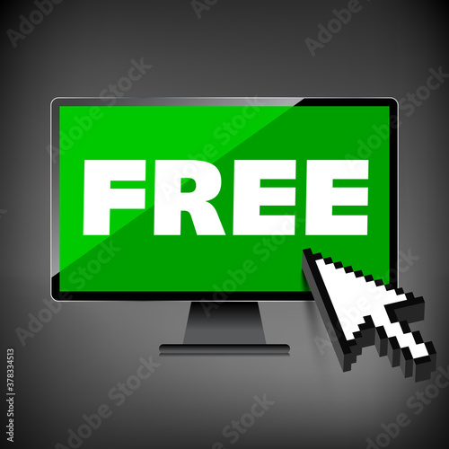 Word FREE display on High-quality computer display, monitor screen.
