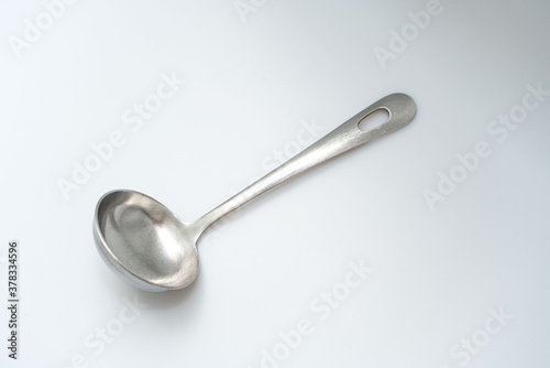
Old and worn stainless steel ladle