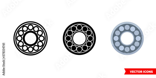 Bearing icon of 3 types color, black and white, outline. Isolated vector sign symbol.