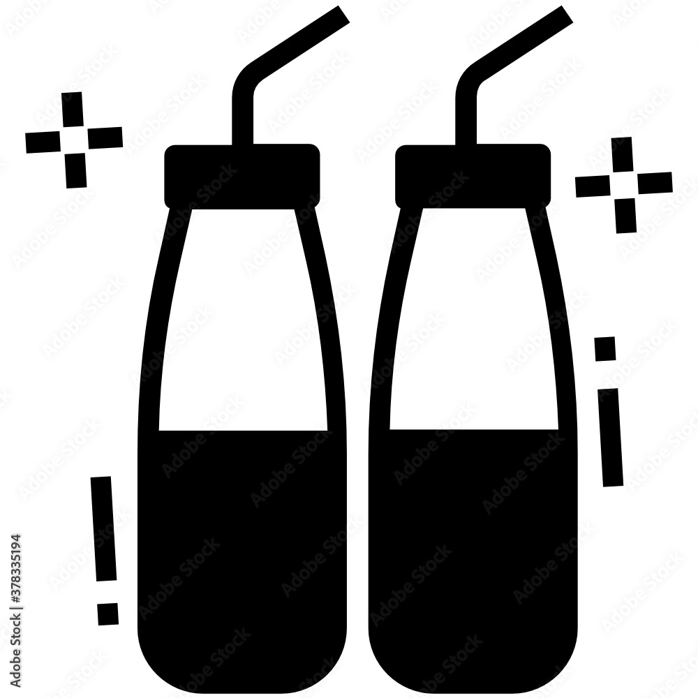 Fresh cold drink bottles with straw, editable trendy style Fresh cold drink bottles with straw, editable trendy style