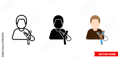 Bully hooligan icon of 3 types color, black and white, outline. Isolated vector sign symbol.