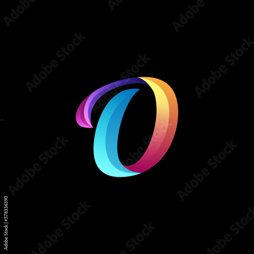 initial letter o logo with gradient vibrant colorful glossy