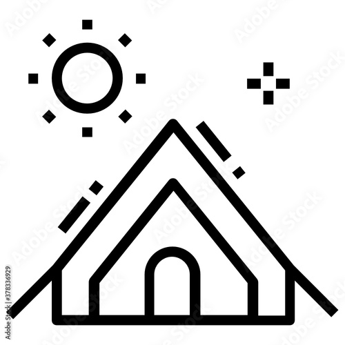 
Outdoor accommodation icon, solid vector design of camp 
